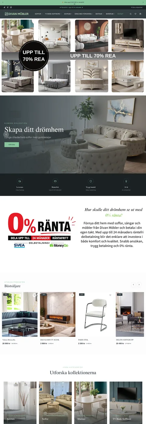 Webbutik för Divan Möbler