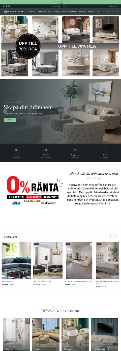 Webbutik för Divan Möbler