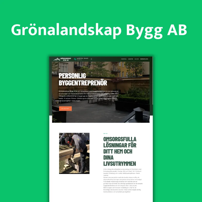 Webbdesign för Grönalandskap Bygg AB