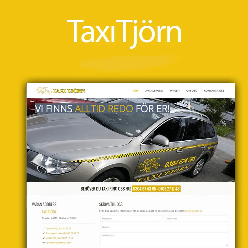 Webbdesign för Taxi Tjörn