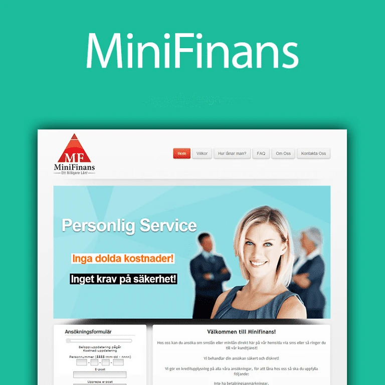 MiniFinans webbplats ur YourWebs referensarkiv